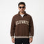 Elevate Collegiate Graphic Printed Quarter-Zip Sweatshirt – Chocolate Brown