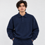 "CAN'T" Kicking Figure Back Print Graphic Polo Collar Sweatshirt – Navy Blue
