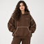 Dollar Contrast Stitch Panel Hoodie – Chocolate Brown