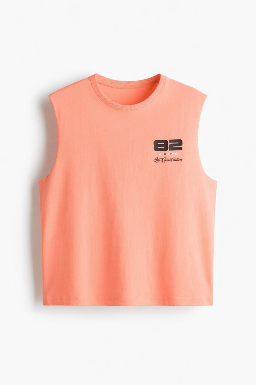 Orange Premium Cotton Sleeveless T-Shirt