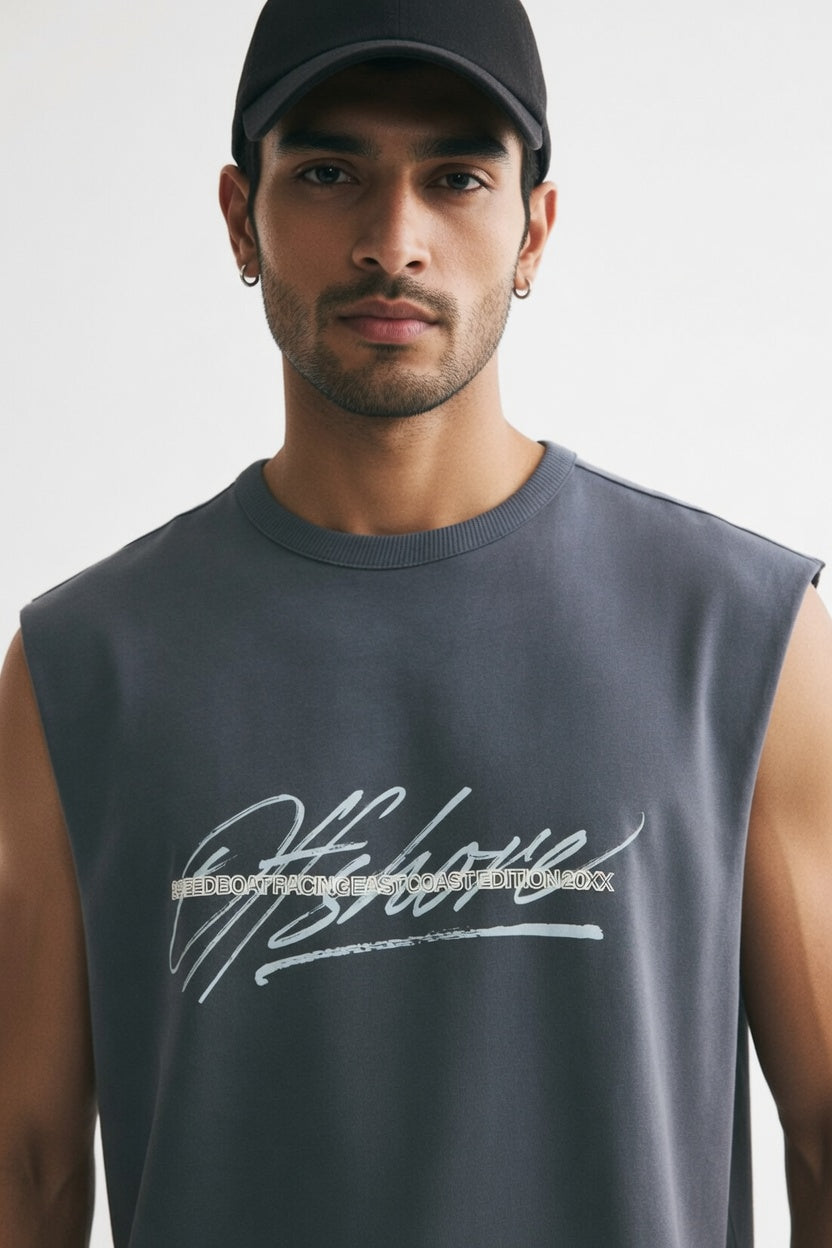 Gray Premium Cotton Sleeveless T-Shirt