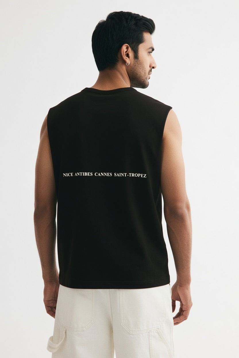 Black Premium Cotton Sleeveless T-Shirt