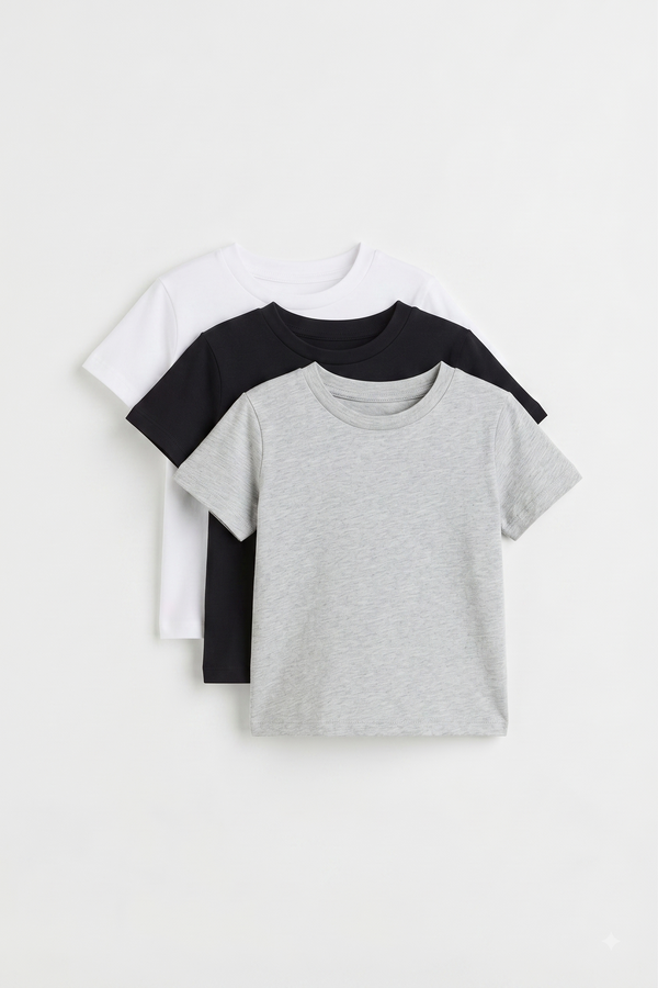 Kids Premium Cotton T-Shirt 3-Pack KD01