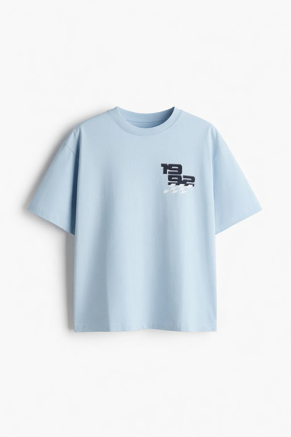 Sky BluePremium Printed Cotton T-Shirt