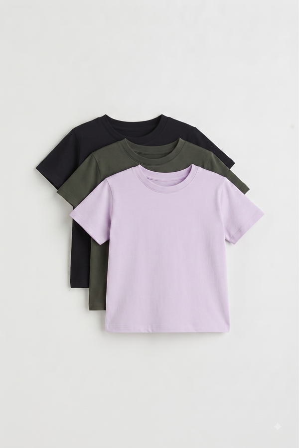 Kids Premium Cotton T-Shirt 3-Pack KD01