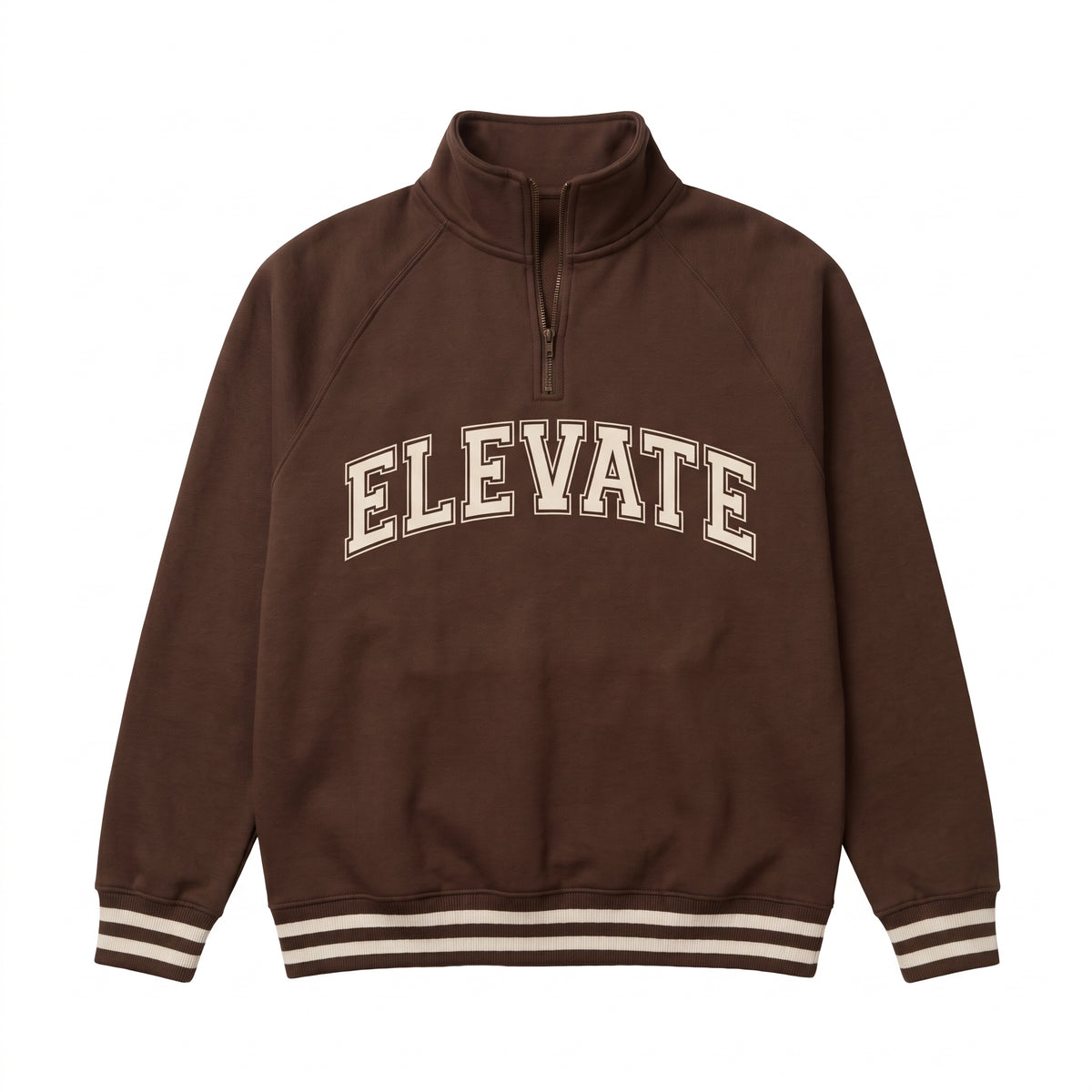 Elevate Collegiate Graphic Printed Quarter-Zip Sweatshirt – Chocolate Brown