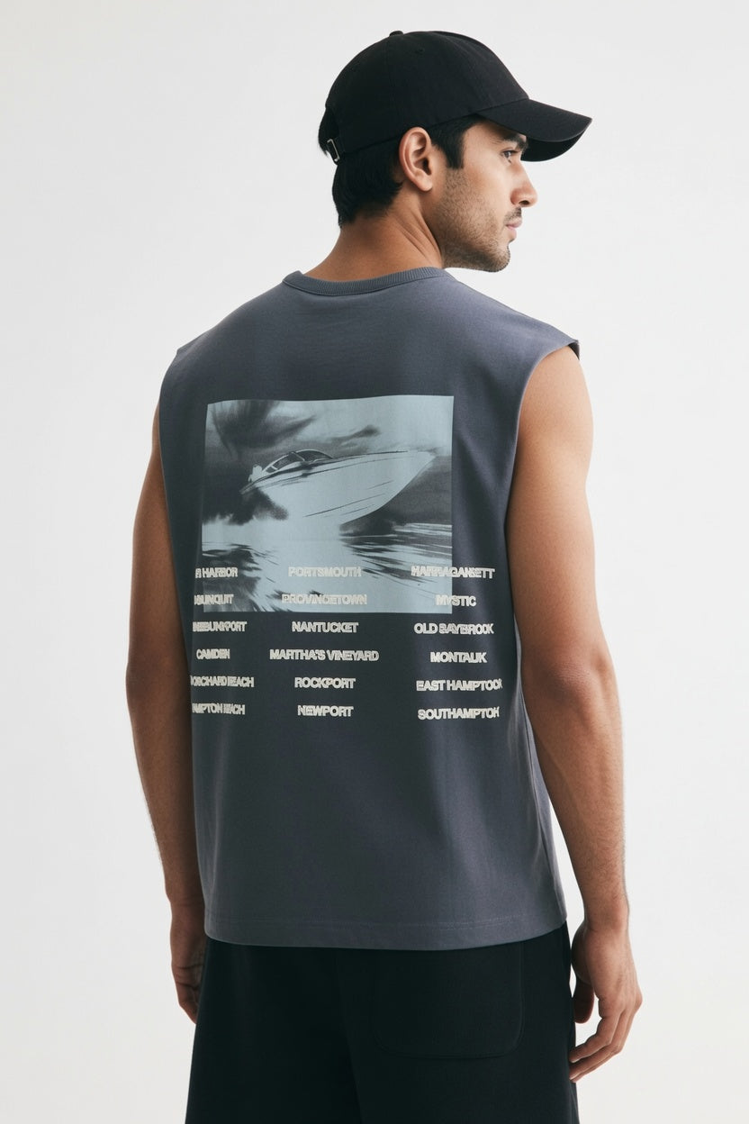 Gray Premium Cotton Sleeveless T-Shirt