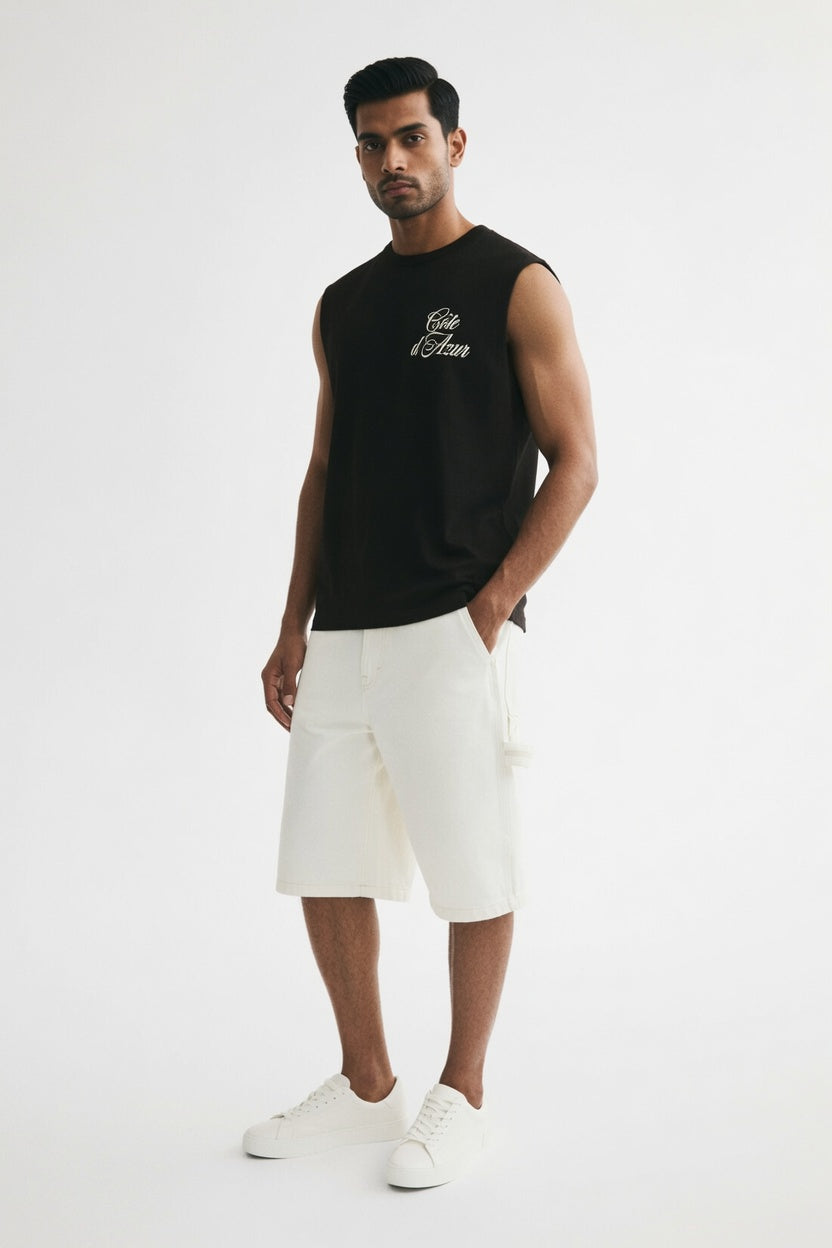 Black Premium Cotton Sleeveless T-Shirt Secondary image