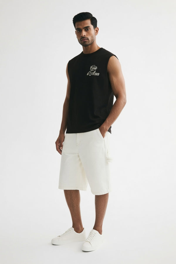 Black Premium Cotton Sleeveless T-Shirt