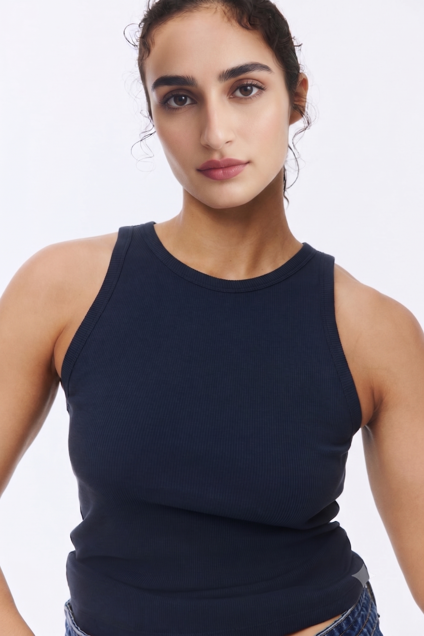 Navy Blue Premium Cotton Sleeveless T-Shirt
