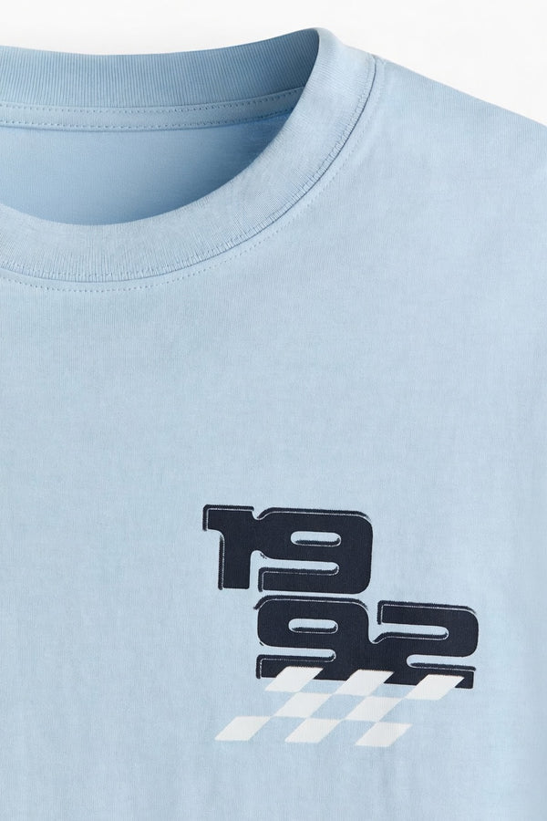 Sky BluePremium Printed Cotton T-Shirt