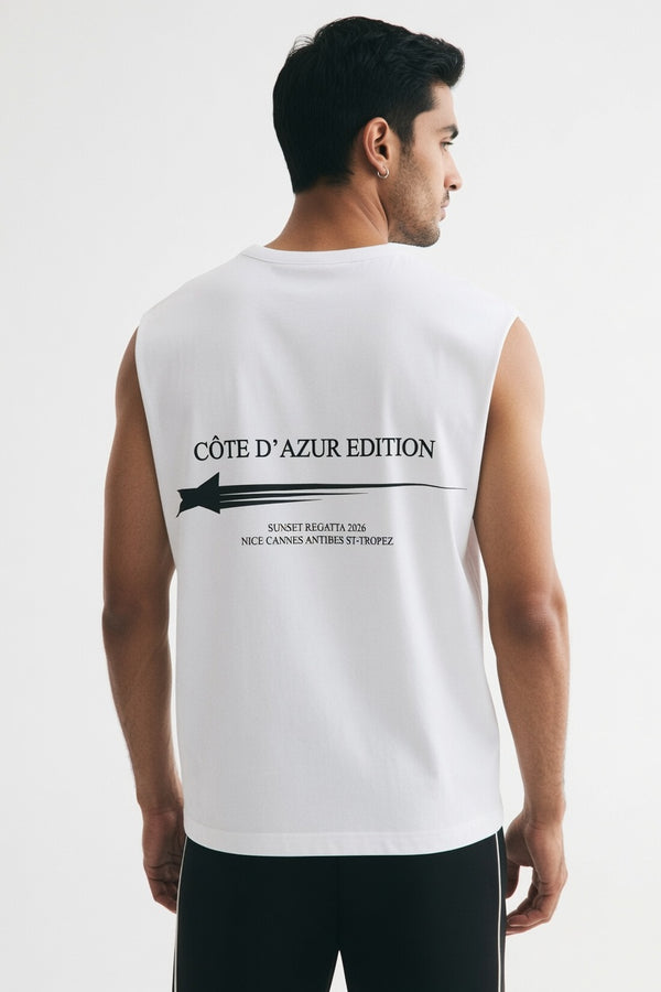 White Premium Cotton Sleeveless T-Shirt