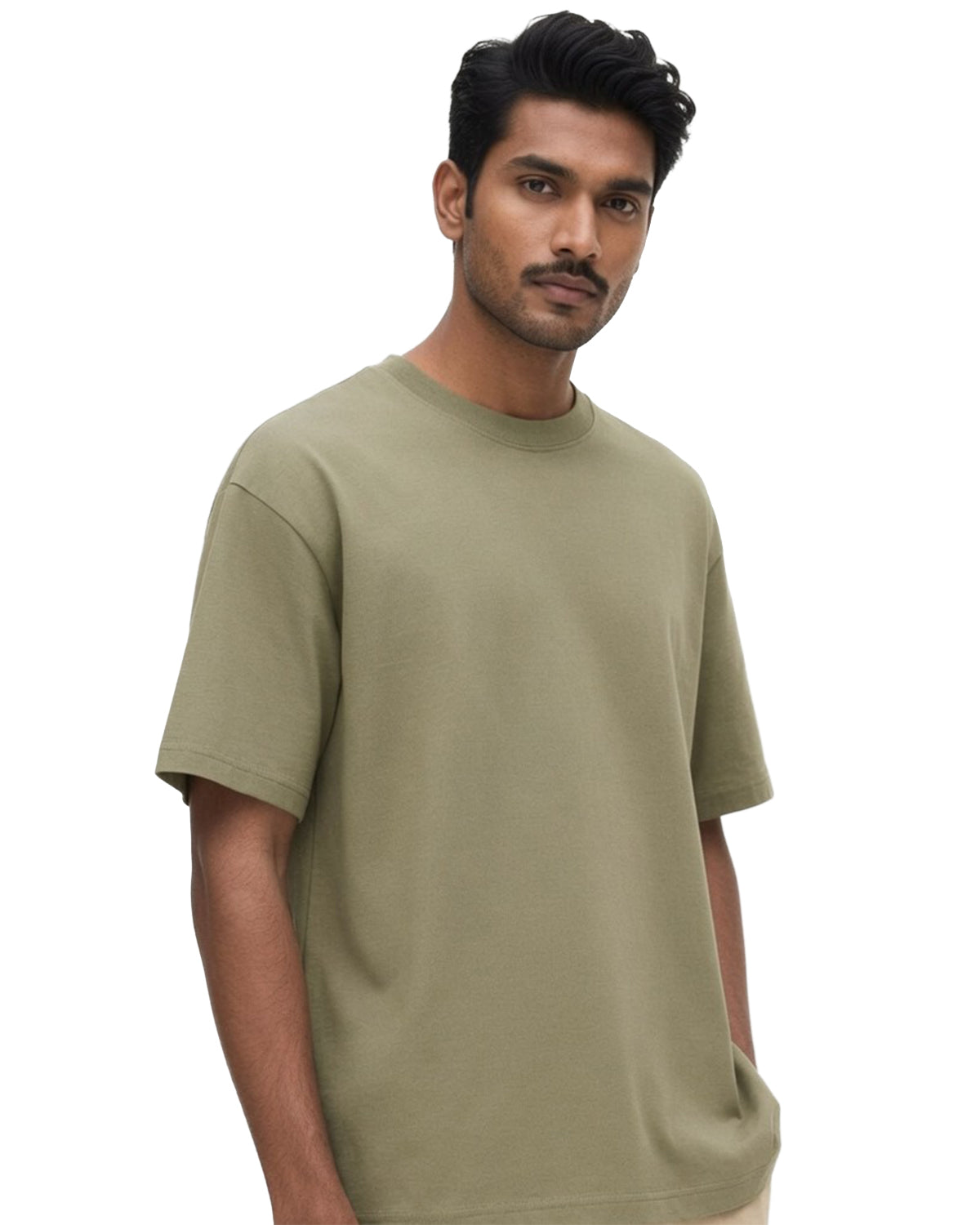 Muted Olive Green Premium Cotton T-Shirt Main image