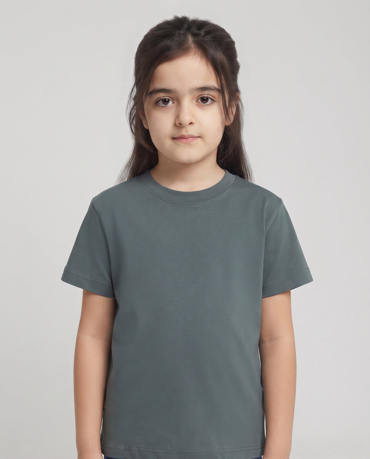 Premium Cotton Shirt for Girls – Slate Green Main image