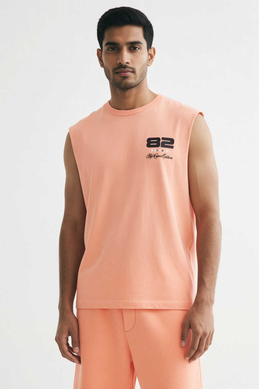 Orange Premium Cotton Sleeveless T-Shirt