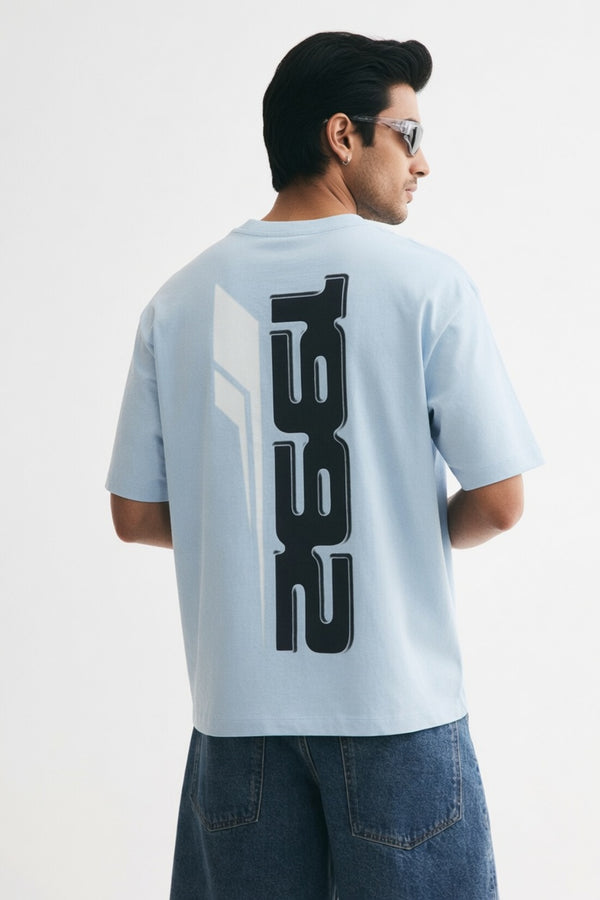 Sky BluePremium Printed Cotton T-Shirt
