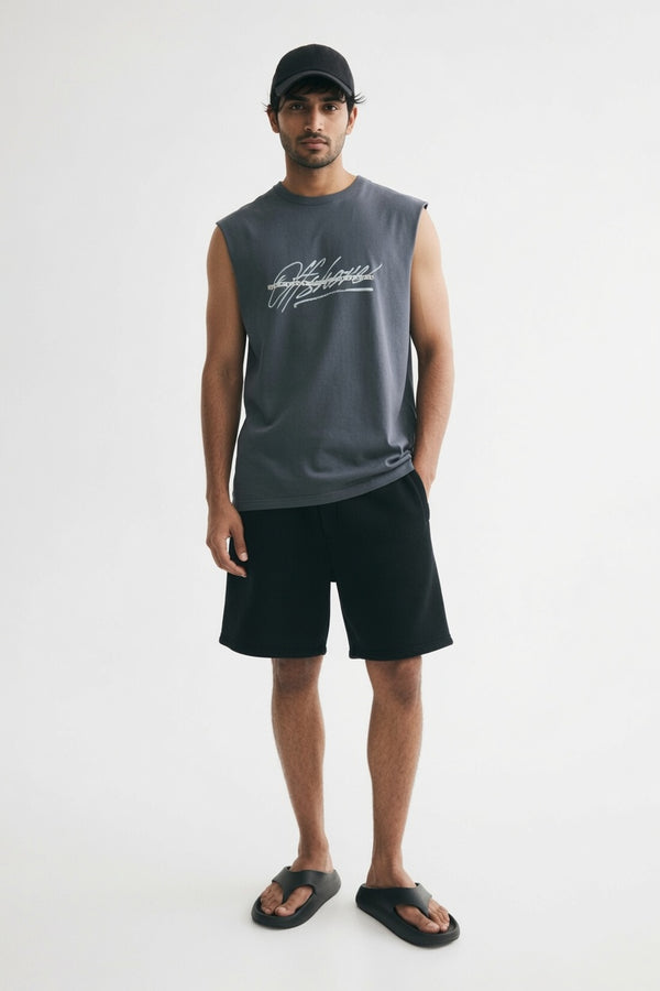 Gray Premium Cotton Sleeveless T-Shirt