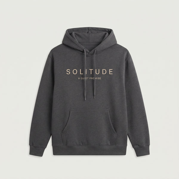 Solitude Typography Pullover Hoodie | Charcoal Grey