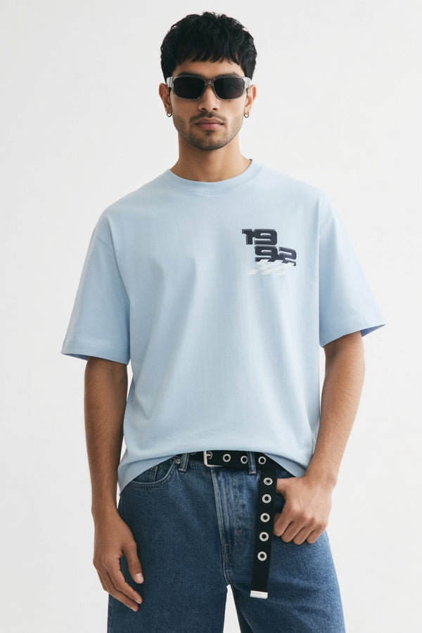 Sky BluePremium Printed Cotton T-Shirt