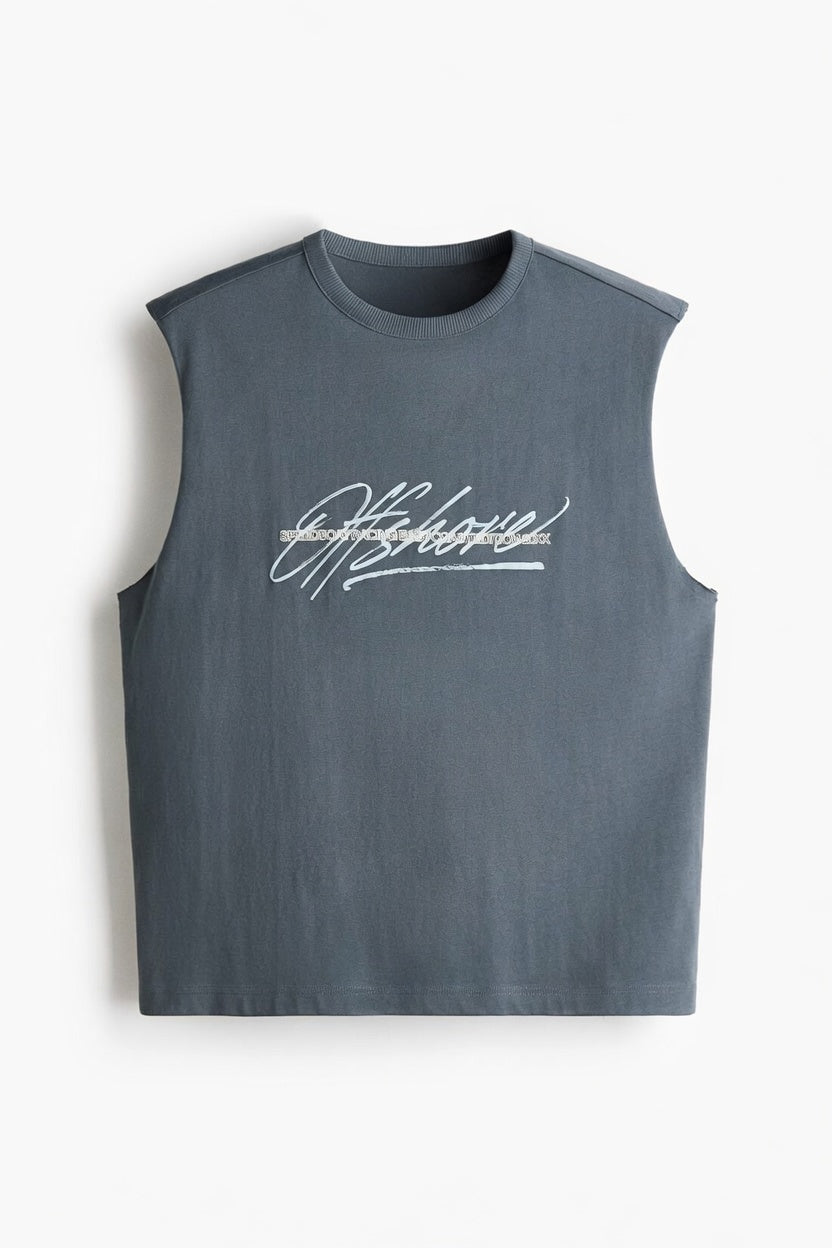 Gray Premium Cotton Sleeveless T-Shirt