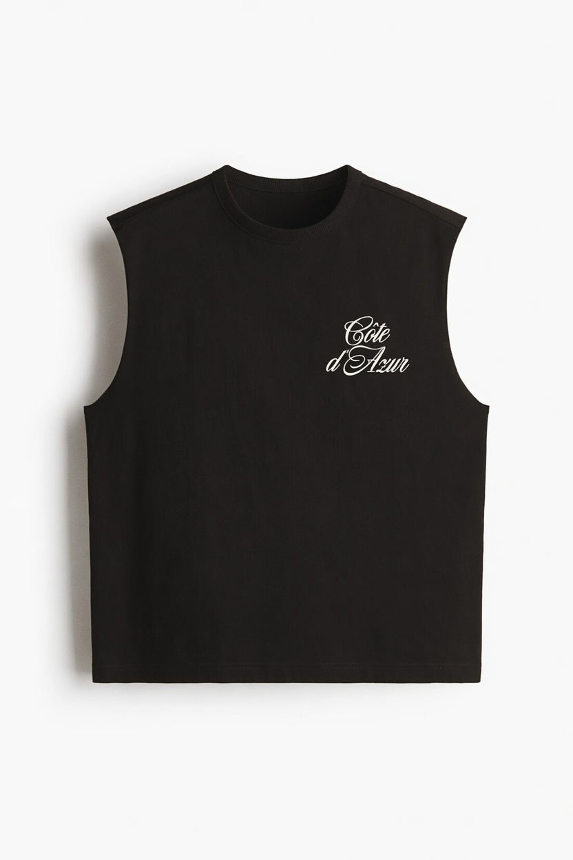 Black Premium Cotton Sleeveless T-Shirt