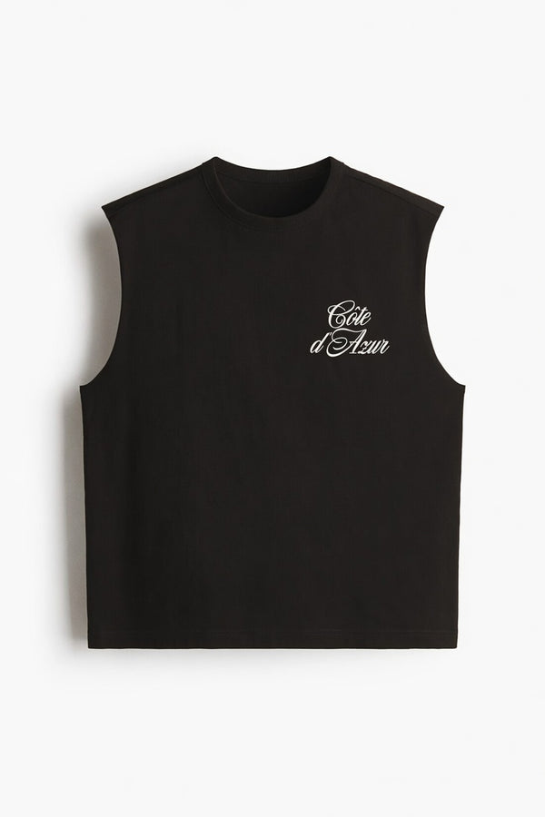 Black Premium Cotton Sleeveless T-Shirt