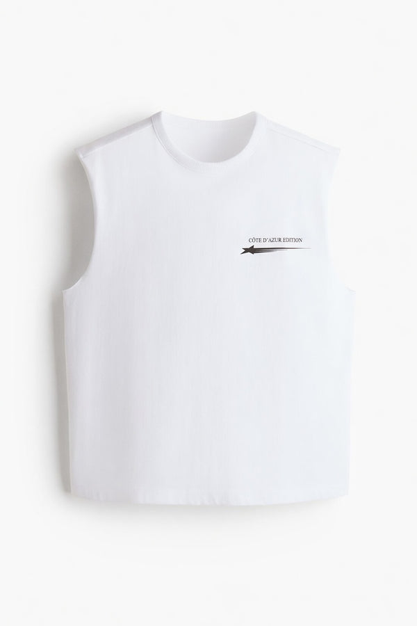 White Premium Cotton Sleeveless T-Shirt