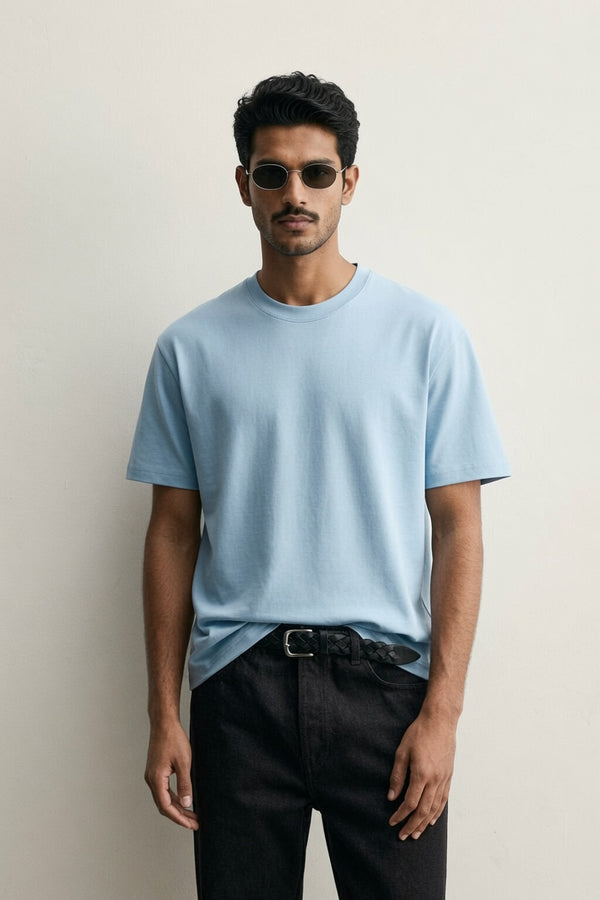 Sky Blue Premium Cotton T-Shirt