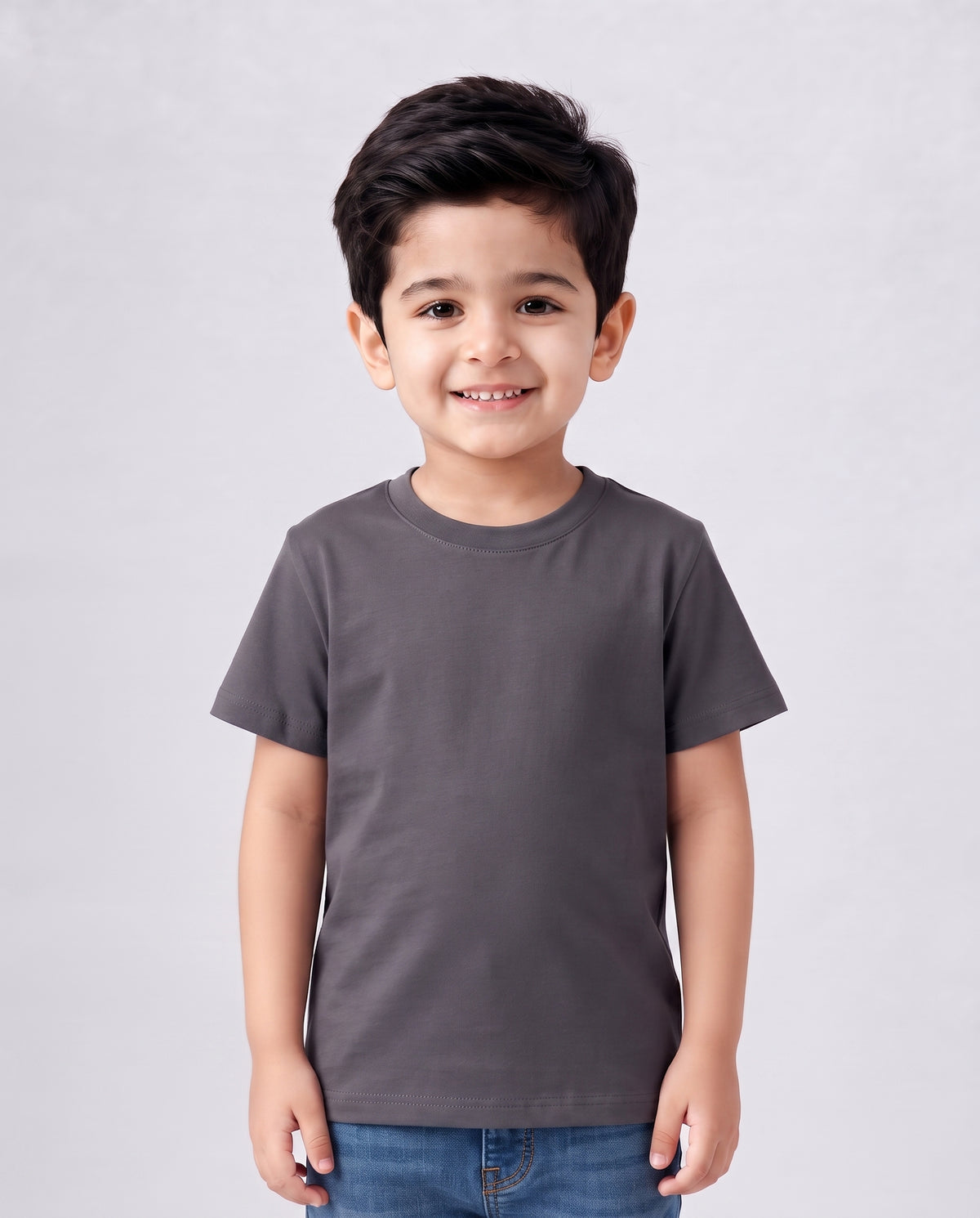 Premium Cotton Shirt for Boys –Charcoal Gray Main image