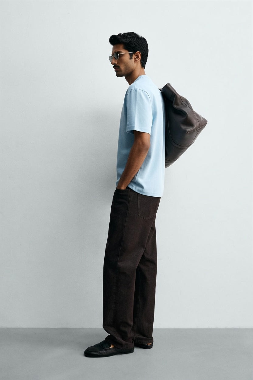 Sky Blue Premium Cotton T-Shirt