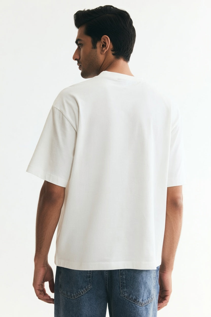 White Premium Printed Cotton T-Shirt