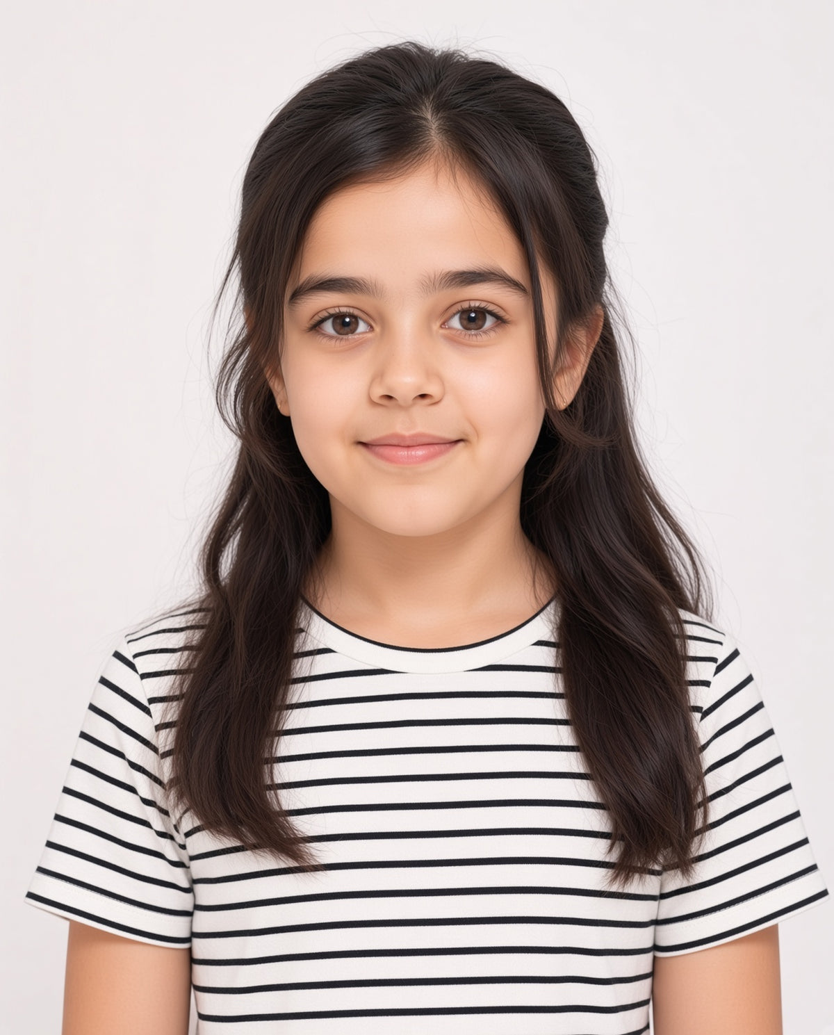 Premium Cotton Shirt for Girls – Black & White Stripe Main image