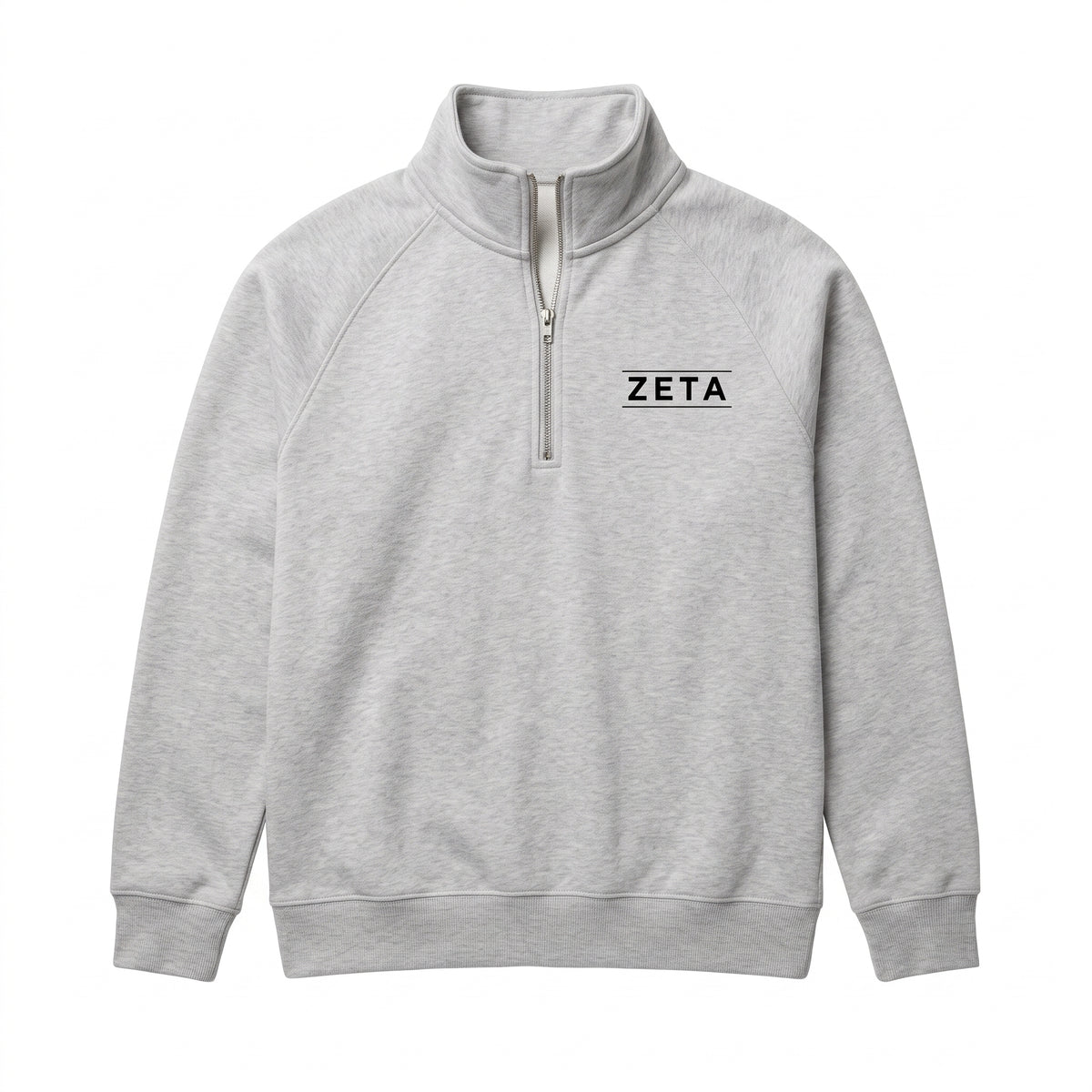 ZETA Equine Riding Club Graphic Printed Quarter-Zip Sweatshirt – Light Heather Grey