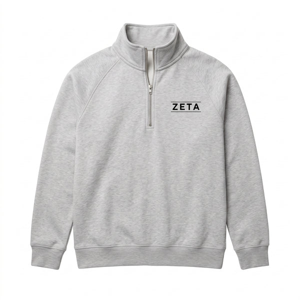 ZETA Equine Riding Club Graphic Printed Quarter-Zip Sweatshirt – Light Heather Grey