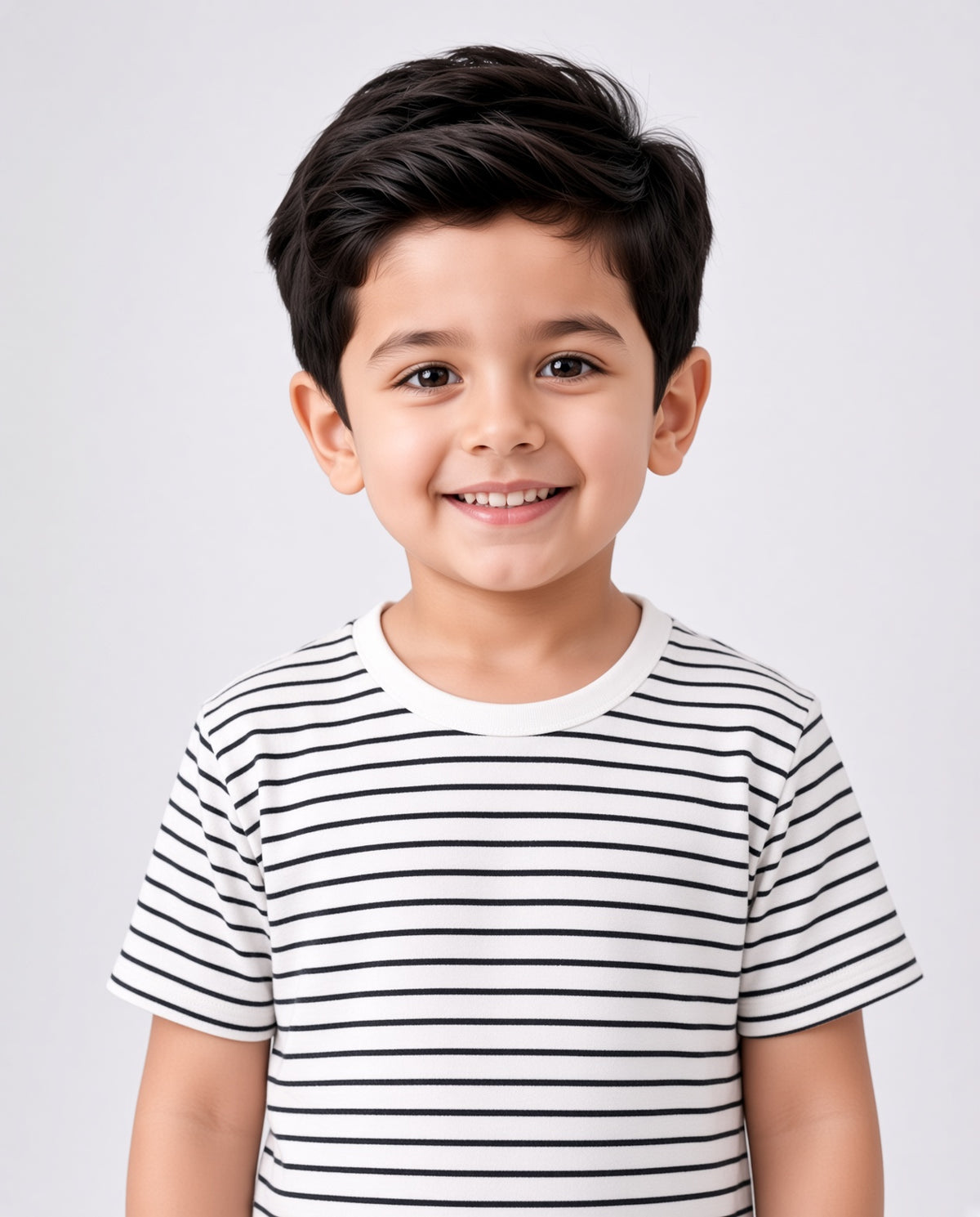 Premium Cotton Shirt for Boys –Black & White Striped Main image