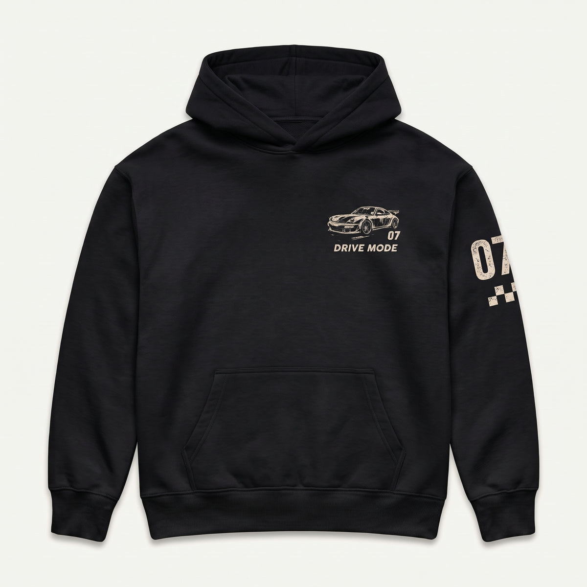 Drive Mode 07 Automotive Graphic Print Hoodie – Black