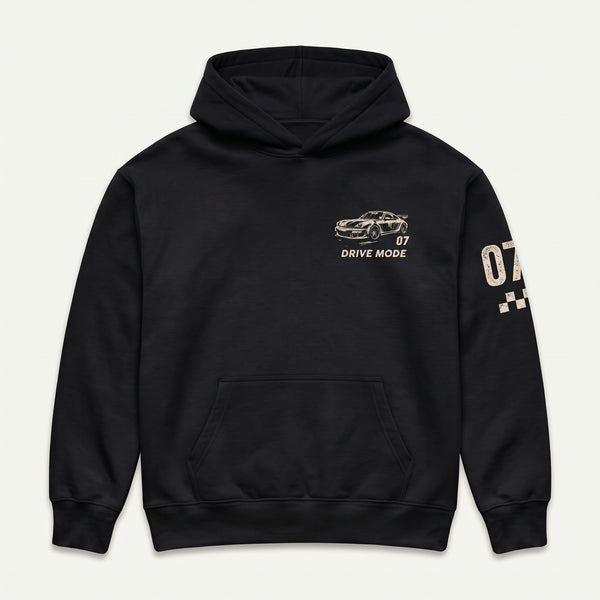 Drive Mode 07 Automotive Graphic Print Hoodie – Black