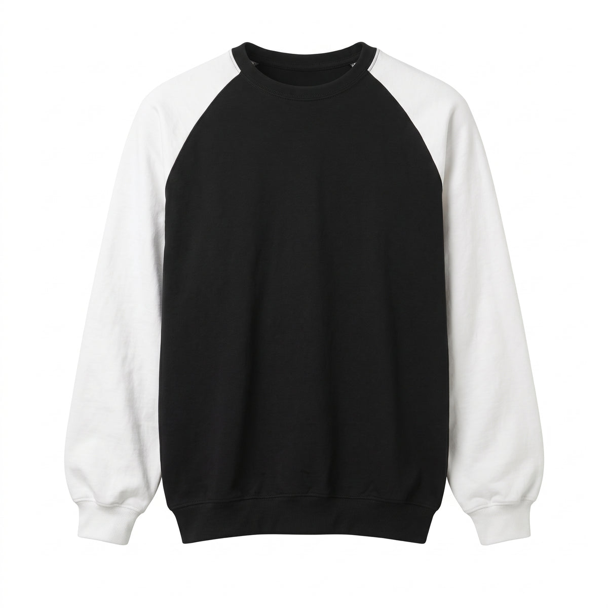 Contrast Sleeve Raglan Crewneck Sweatshirt | Black & White