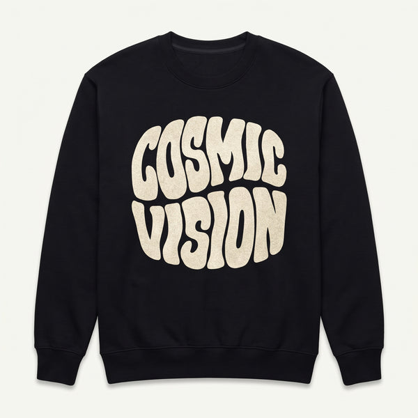 Cosmic Vision Graphic Printed Crewneck Sweatshirt – Black
