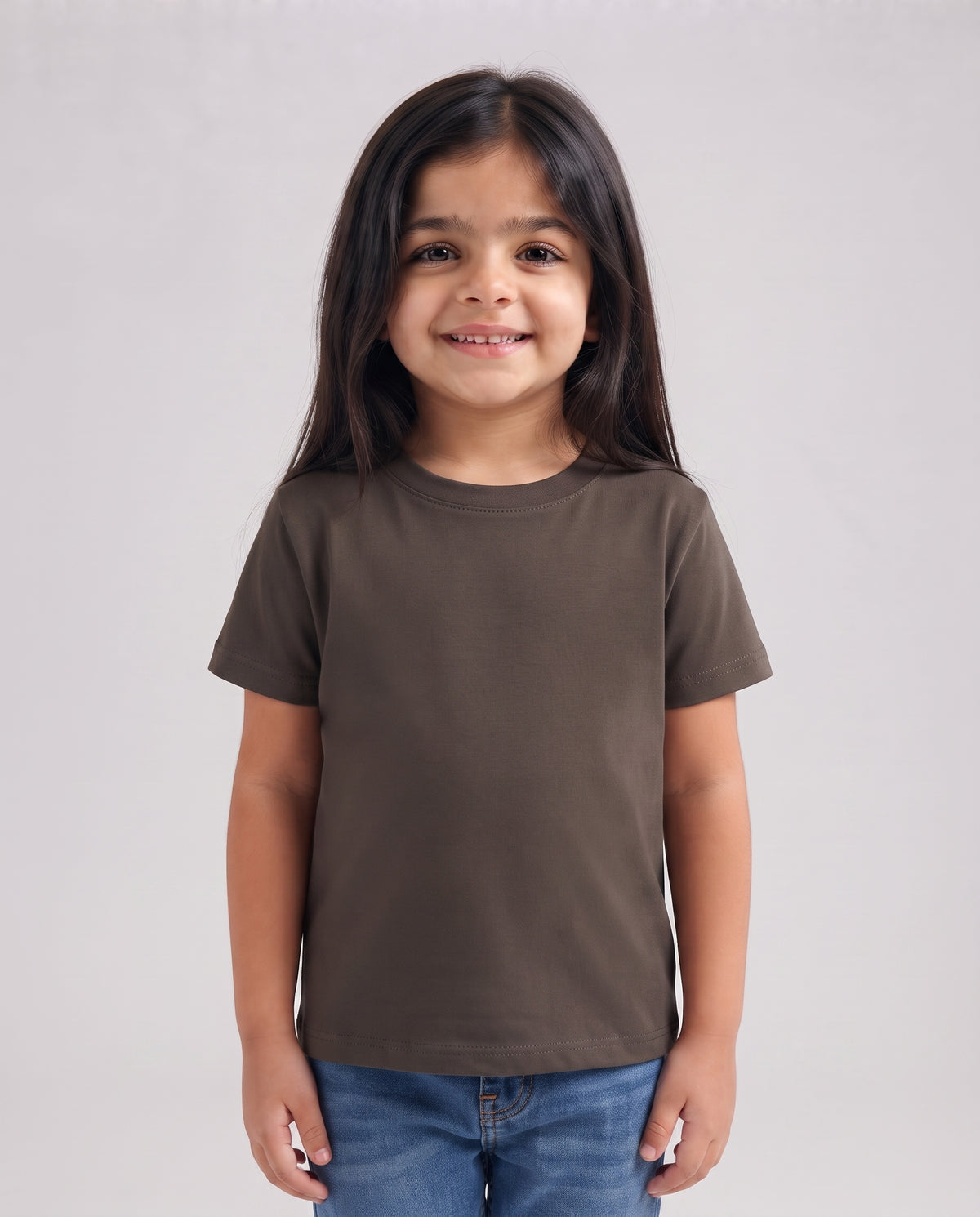 Premium Cotton Shirt for Girls – Dark Brown Main image