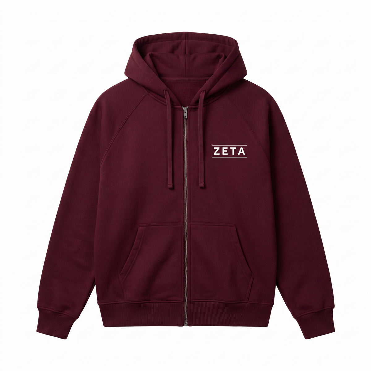 ZETA Minimalist Logo Full-Zip Hoodie – Maroon