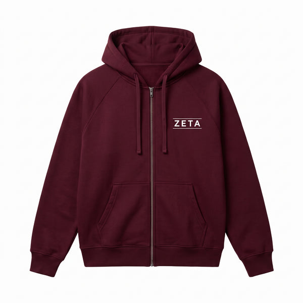 ZETA Minimalist Logo Full-Zip Hoodie – Maroon