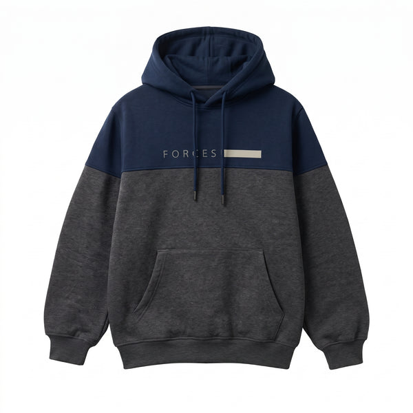 Forces Two-Tone Colorblock Hoodie | Navy & Charcoal