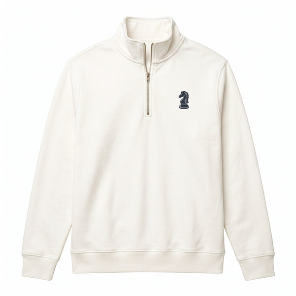 Stallion Chess Graphic Print Quarter-Zip Sweatshirt –  Off White