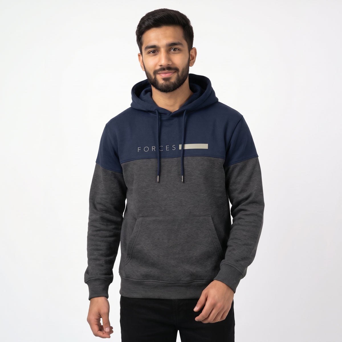 Forces Two-Tone Colorblock Hoodie | Navy & Charcoal Main image