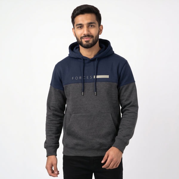 Forces Two-Tone Colorblock Hoodie | Navy & Charcoal