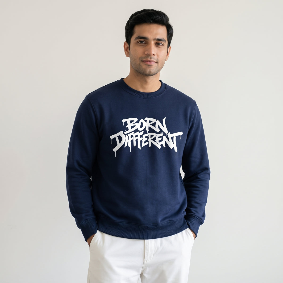 Born Different Streetwear Crewneck | Navy Blue
