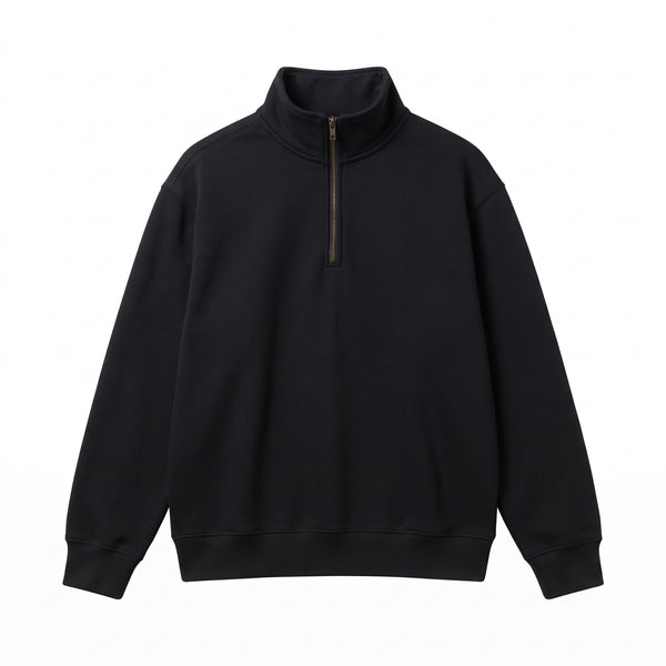 Essential Solid Quarter-Zip Fleece Sweatshirt – Heather Grey (Color Variations Available)