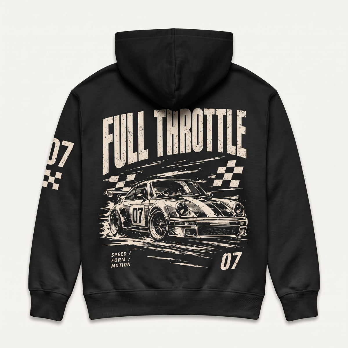 Drive Mode 07 Automotive Graphic Print Hoodie – Black