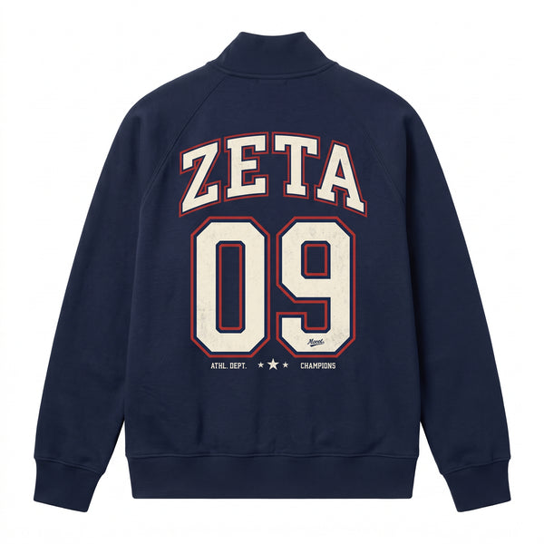ZETA 09 Collegiate Print Full-Zip Sweatshirt – Navy Blue